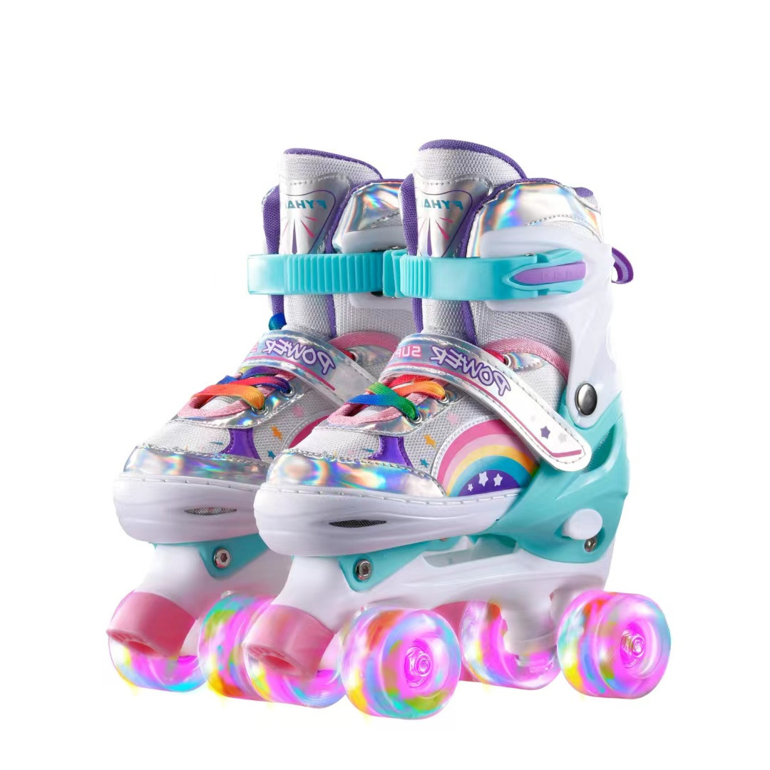 Roller Skate Wholesale For Girls Boys Self-balanced Size Adjustable 4 Flash Wheel Roller Skates For Children