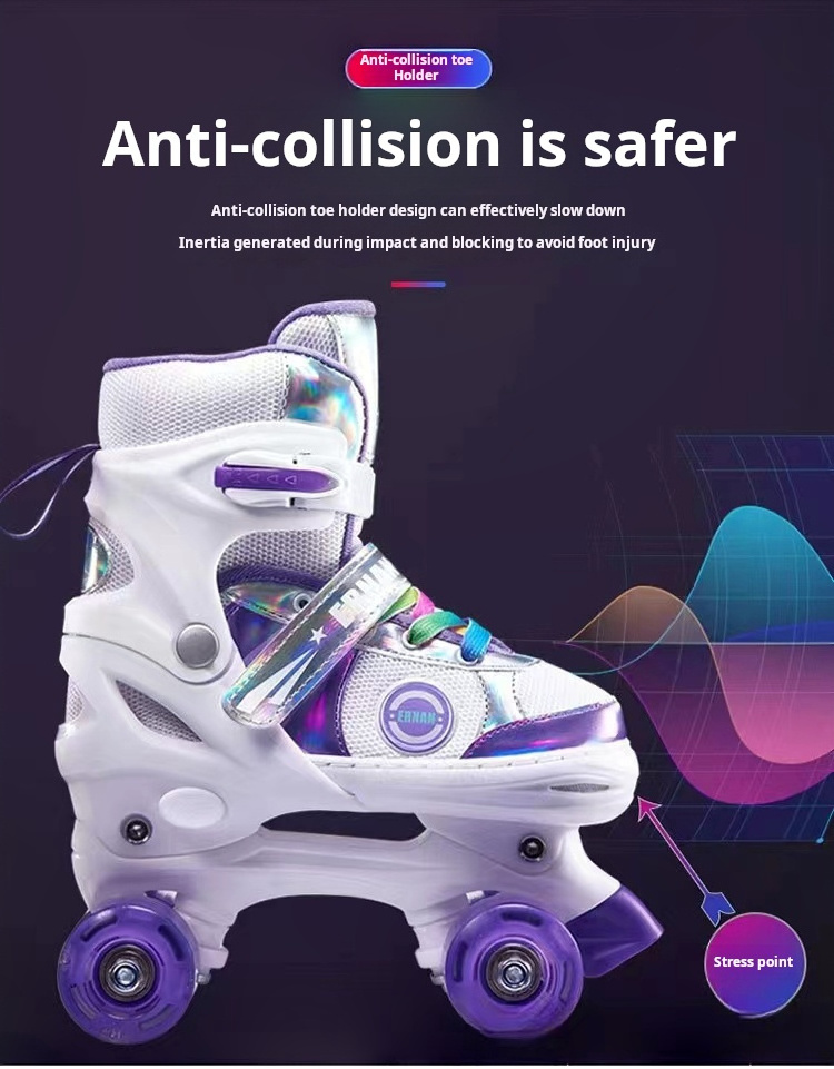 Roller Skate Wholesale For Girls Boys Self-balanced Size Adjustable 4 Flash Wheel Roller Skates For Children