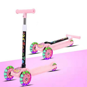 Cheap price 2 wheel front 1 rear 3 PU flashing wheels kick kids scooter