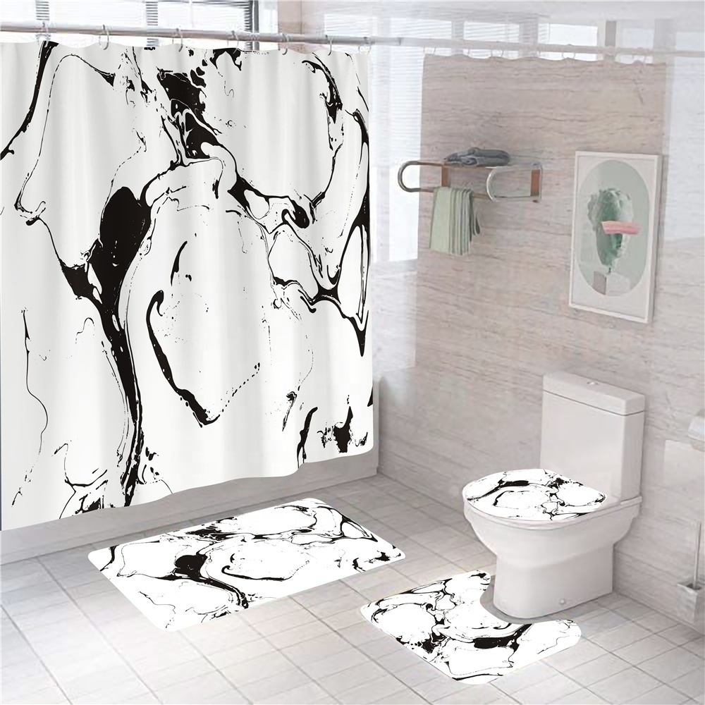 Nice bathroom digital printing fashion bathroom sets shower curtain