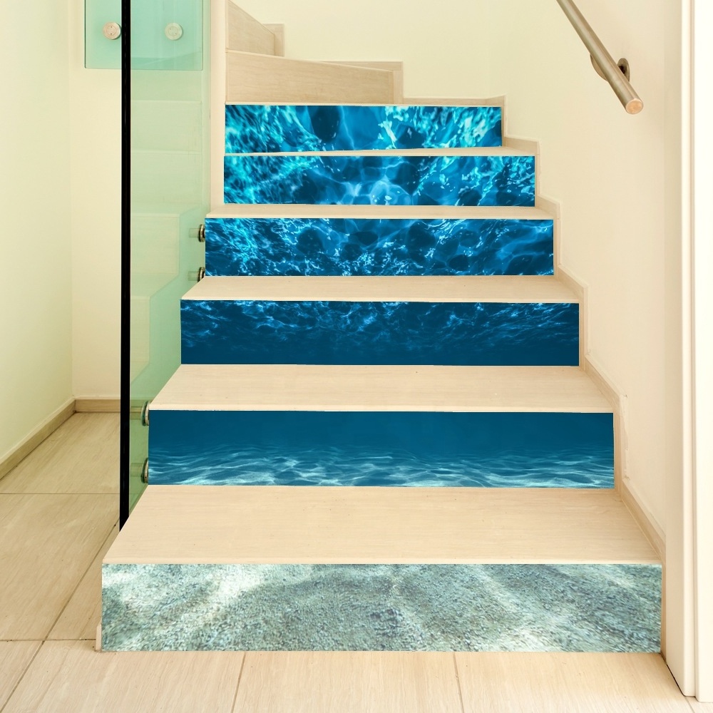 Home Decoration 3d wall sticker stair sticker 6pcs decal