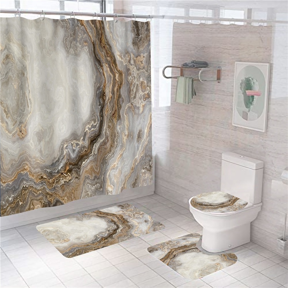 Nice bathroom digital printing fashion bathroom sets shower curtain