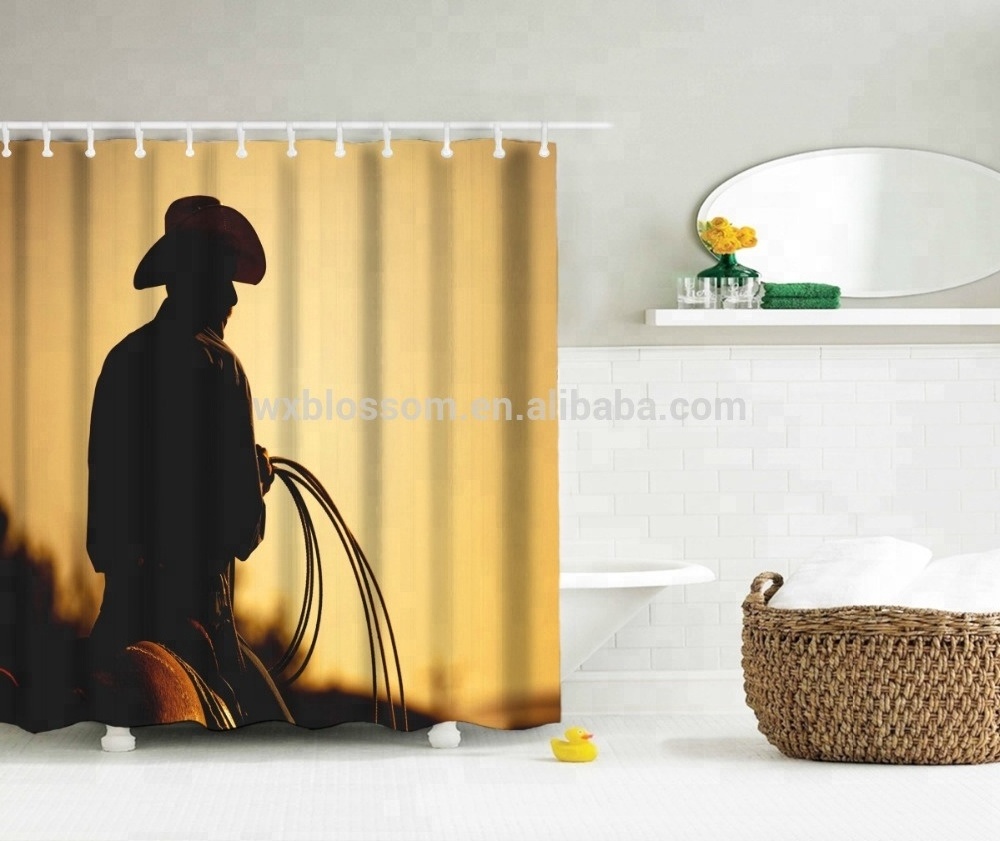 Unique design digital printed channel shower curtain