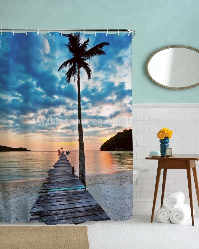 Unique design digital printed channel shower curtain