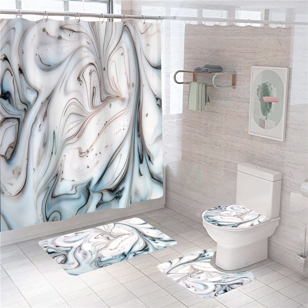 Nice bathroom digital printing fashion bathroom sets shower curtain