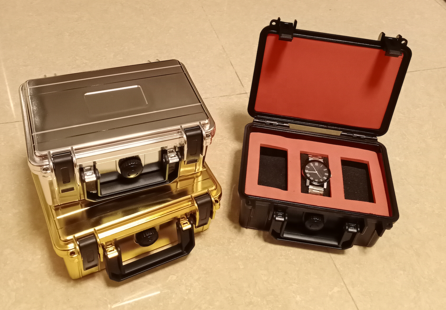 Ready stock waterproof 2 slot strong plastic watch box case travel watch case watch storage box