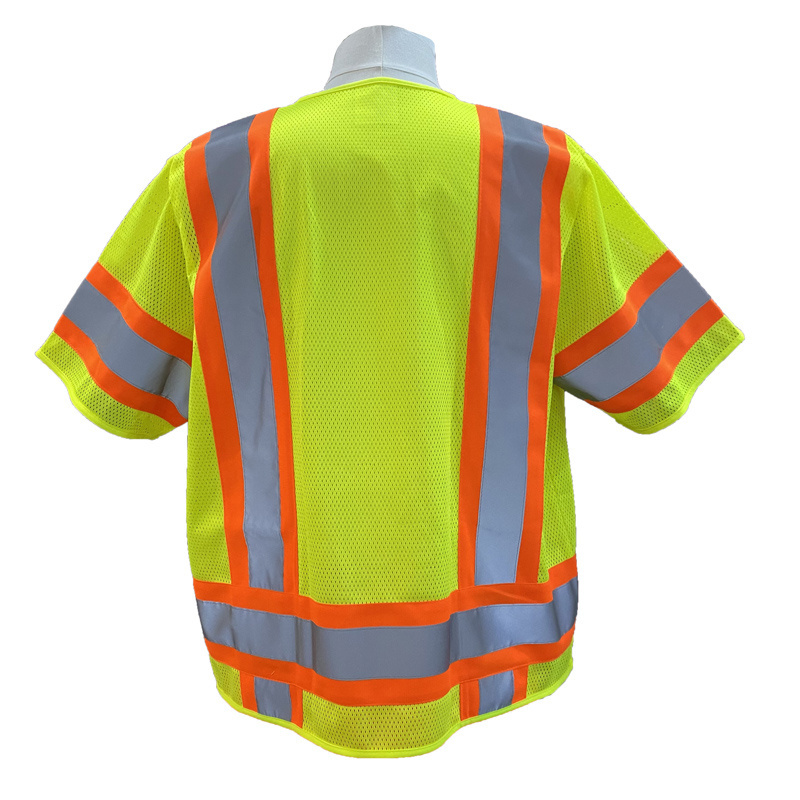 EN 20471 ANSI Class 3 Short Sleeve Safety Reflective Construction Hi vis Work Wear Mesh Vest with Multi pockets