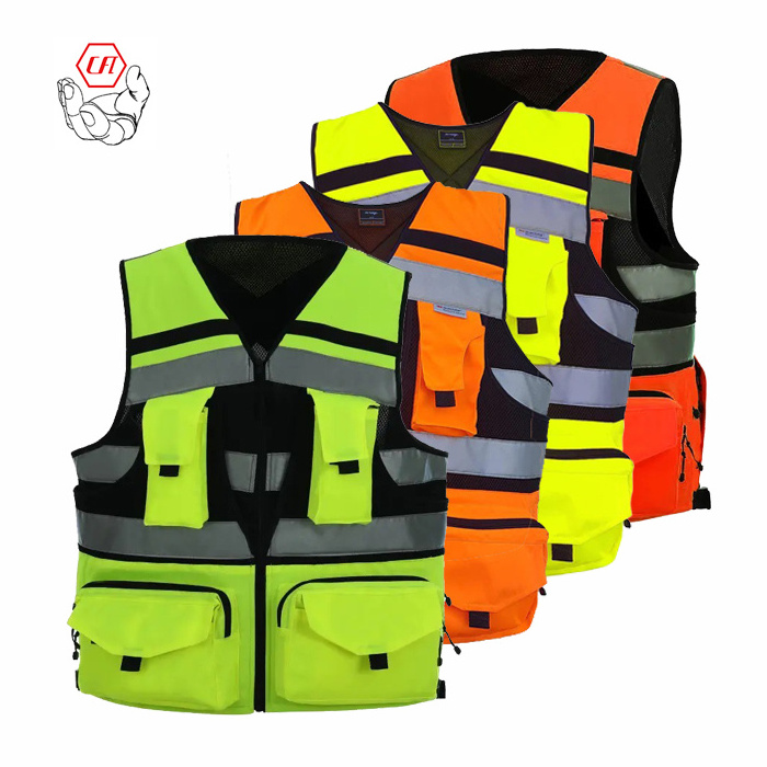 Multi Purpose High Visibility Safety Vest Polyester Reflective Jacket With Custom Logo Traffic Safety Riding Reflective Vest