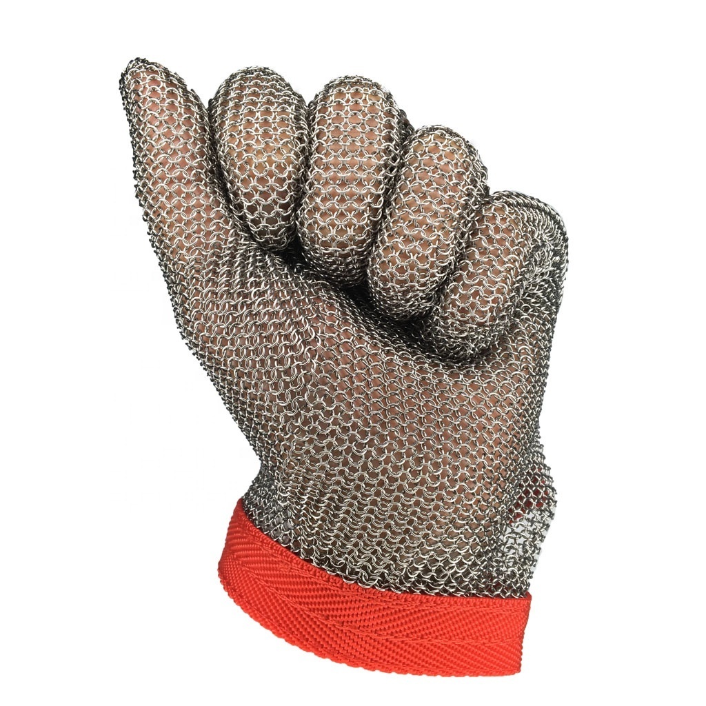 Slaughter 316L Stainless Steel Mesh Chain Mail Cut Resistant Five Finger Butcher Gloves