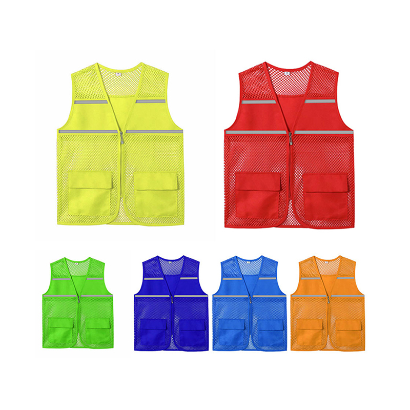 Wholesale High Vis 100% polyester Knitting Fabric Construction Working Vest Roadway Safety Jacket High Visibility Safety Vest