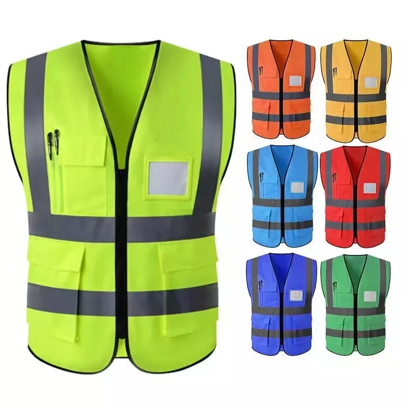 Custom Logo High Visibility Safety Vest Construction Worker Vest Roadway Safety Vest