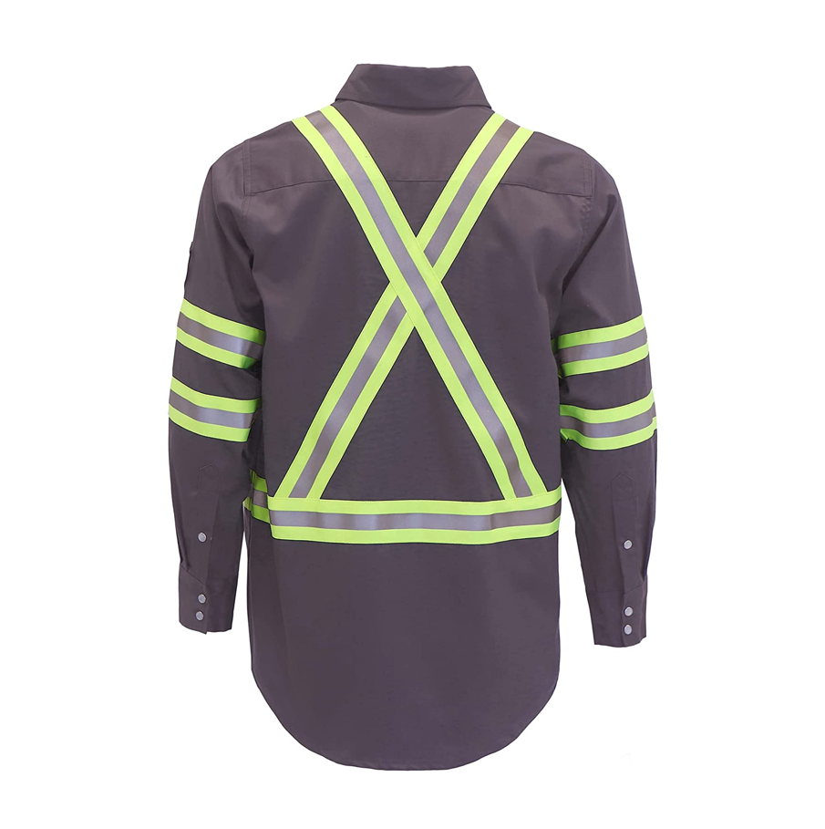 Wholesale NFPA 2112 FR Flame Retardant Clothing 100% Cotton Fire Resistant Reflective Tape Shirt Fire proof Industrial Workwear