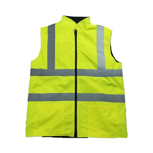 Mens Workwear Hi-Vis Reversible Fleece Vest High Visibility Jacket Reflective Vest