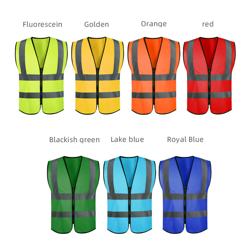 Wholesale High Vis 100% polyester Knitting Fabric Construction Working Vest Roadway Safety Jacket High Visibility Safety Vest