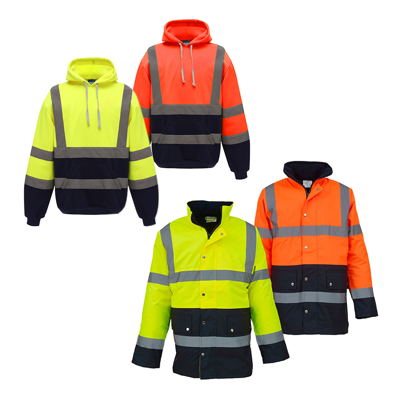 Mens High Visibility Reflective safety jacket Mens Safety Workwear  reflective hoodie construction jacket