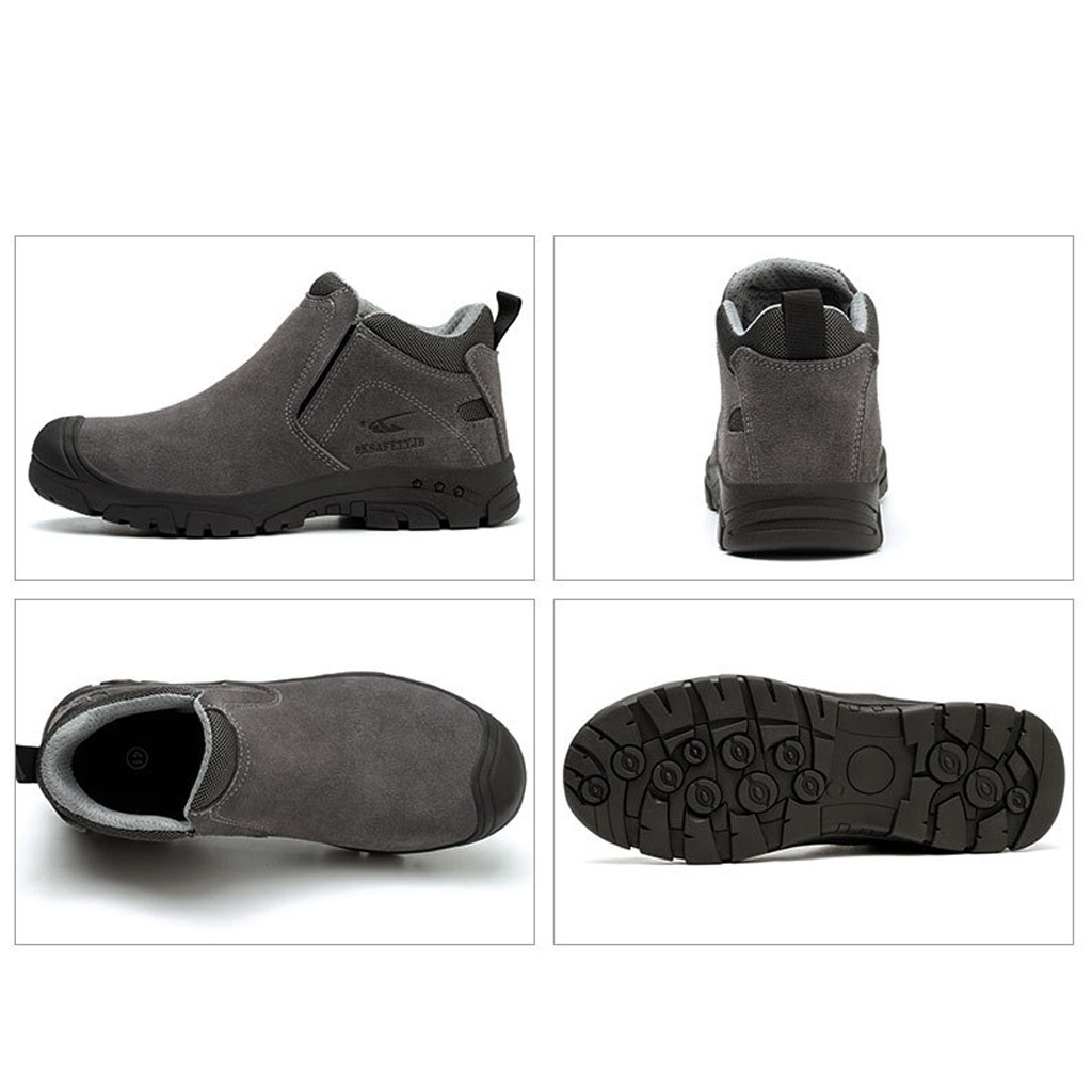 Dark Grey 6KV Insulation Leather Men Safety Shoes Electric Hazard Composite Toe Industrial Men's Work Boots