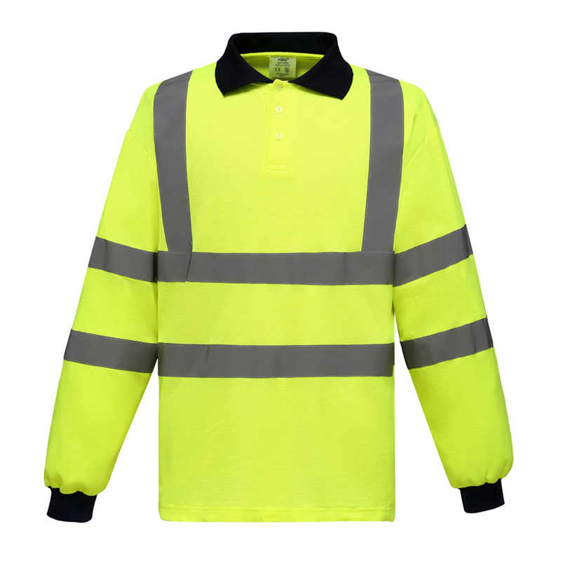 EN 20471 Class 2 Hi Vis Reflective Orange Long Sleeve High Visibility Polo T Shirt Safety Clothing