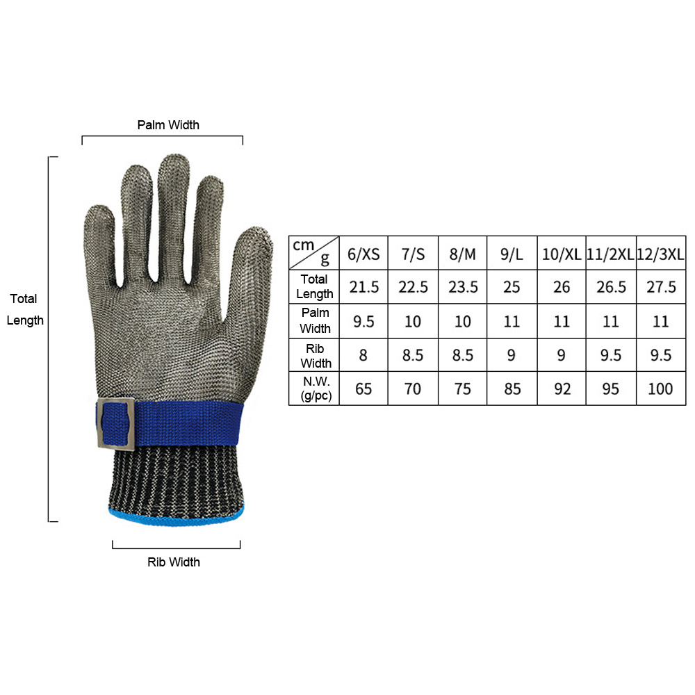 Level 9 Cut Resistant 316L Stainless Steel Mesh Butcher Slaughter Meat Cutting Fishing Safety Gloves