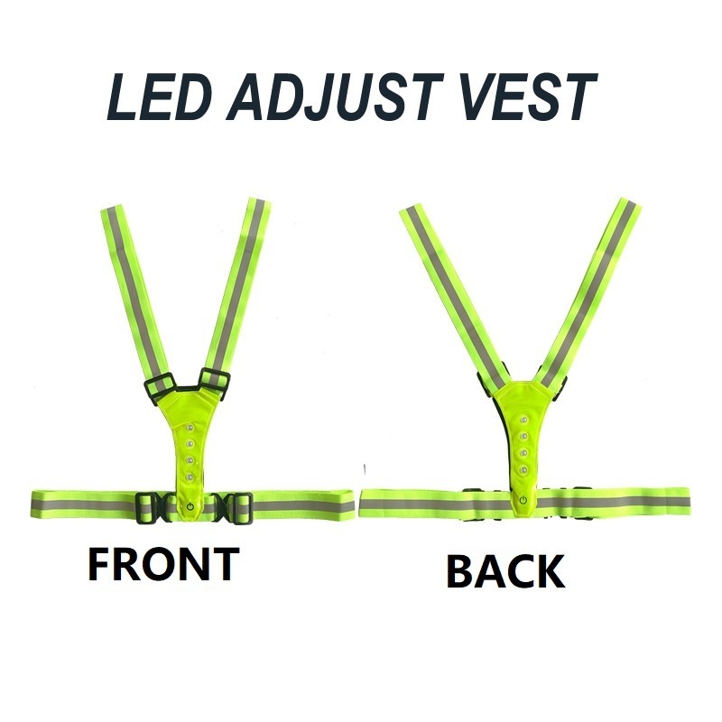 High Visibility Adjustable Flashing Reflective Elastic Vest Belt Strap LED Light Outdoor Sports Night Running Lamp Vest