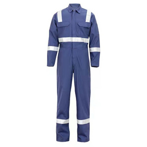 Wholesale Workwear  Cotton Flame Retardant Coverall Fire Resistance Clothing Pilot Coveralls with Reflector