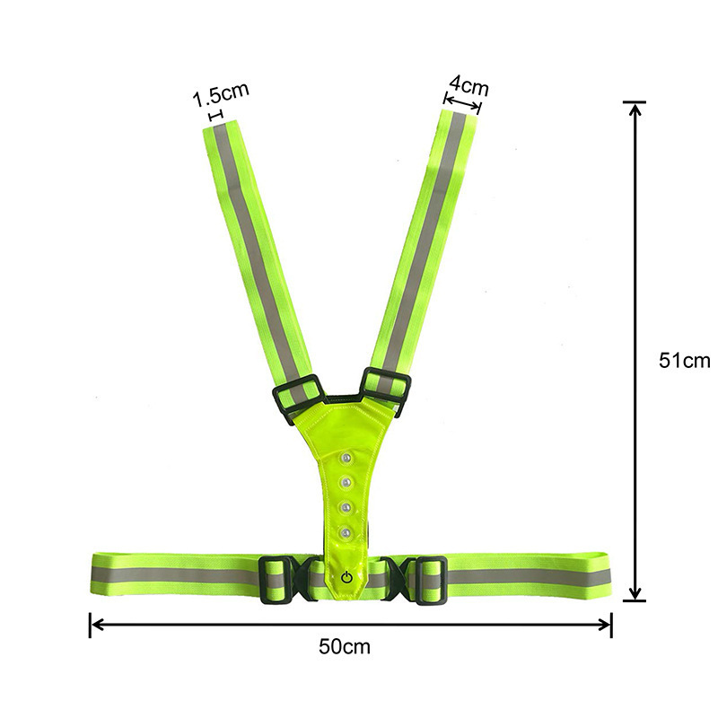 High Visibility Adjustable Flashing Reflective Elastic Vest Belt Strap LED Light Outdoor Sports Night Running Lamp Vest