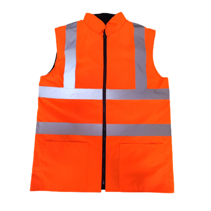 Mens Workwear Hi-Vis Reversible Fleece Vest High Visibility Jacket Reflective Vest