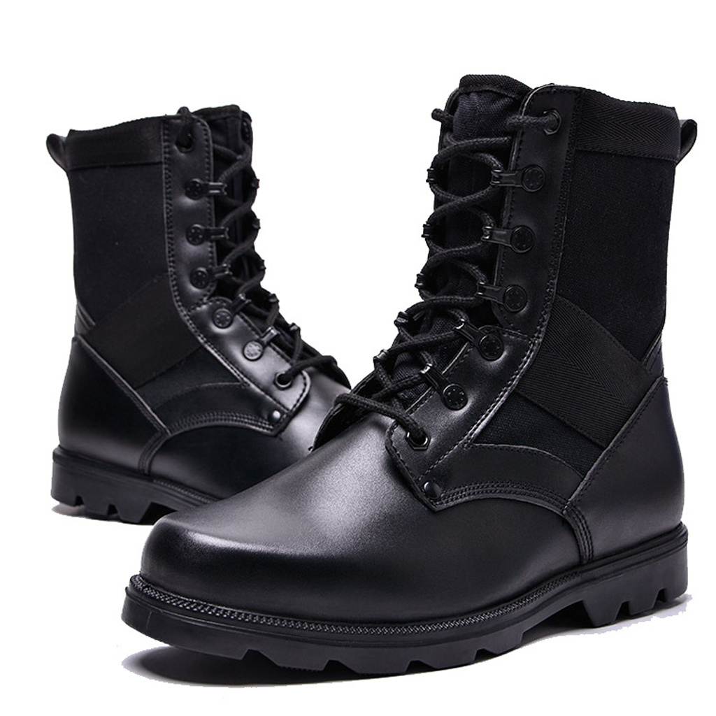 Microfiber Leather Safety Boots Steel Toe Martin Boots Men's Safety Shoes Black Combat Boots