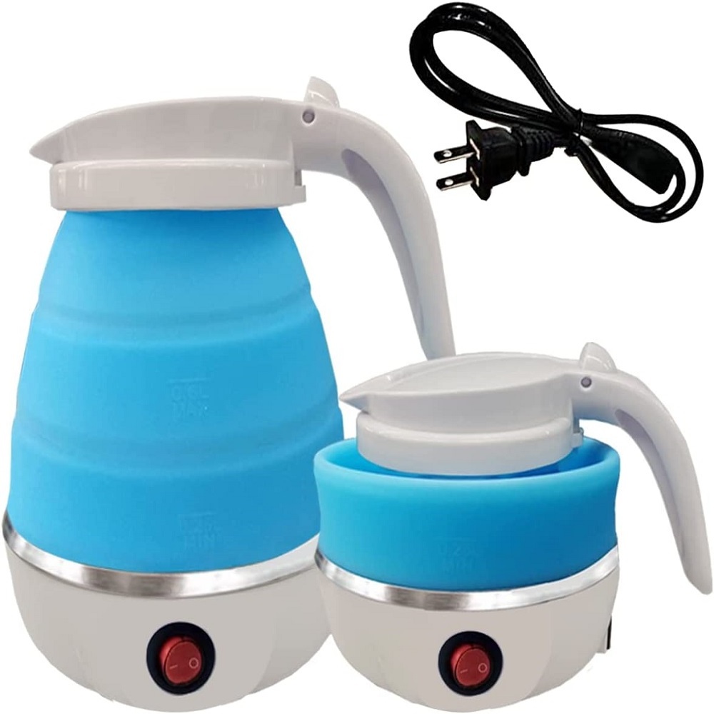 CHRT Portable Teapot Water Heater 0.6L 600W 110/220V Foldable Electric Kettle For Travel Home Tea Pot Water Kettle Silica Gel