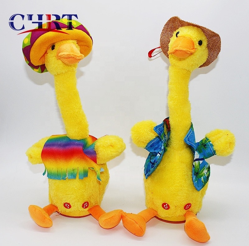 CHRT Dropshipping Hot Talking Singing Duck Mexico Smart Singing Repeating Dancing Duck with Mexico Duck Electronic Plush Toys