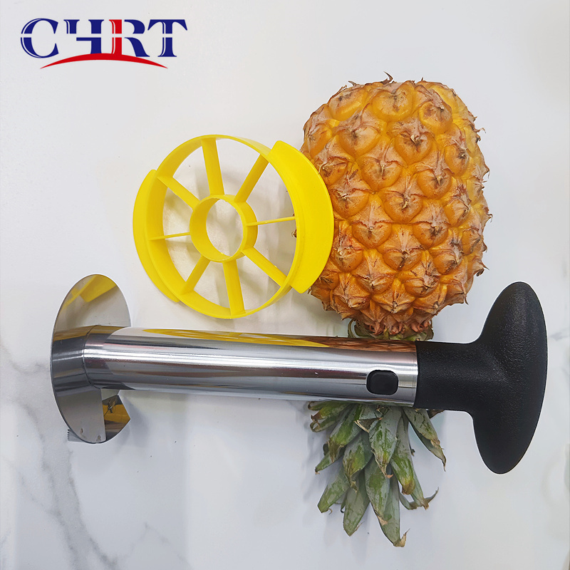 Chrt All in one Kitchen Gadget Stainless Steel Slicers Fruit Pineapple Knife Cutter Stem Remover Pineapple Corer Slicer Peeler