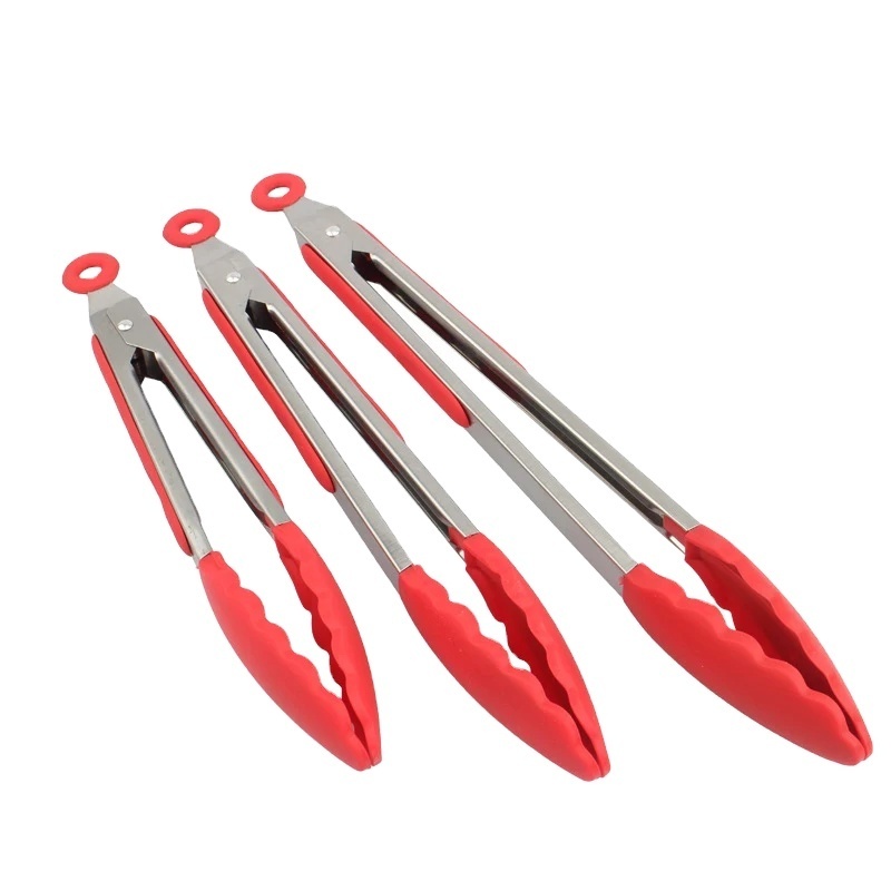 CHRT Hot Sale Food Utensils Stainless Steel Tongs BBQ Tools Small Camp Silicone Tongs for Frying