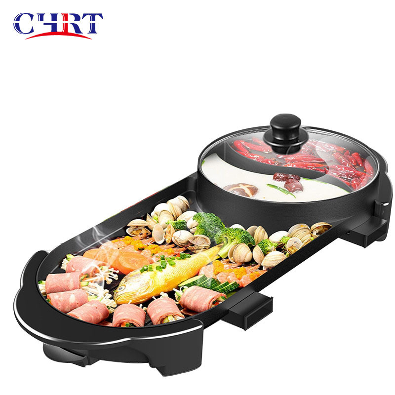 CHRT Popular Portable Commercial Household Indoor Smokeless Electric Barbecue Multi-function Nonstick Dual Use BBQ Skewer Grill