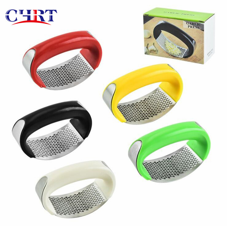 CHRT New Innovative Garlic Chopper Professional Heavy Soft-Handled stainless steel  Crush Garlic Press Rocker