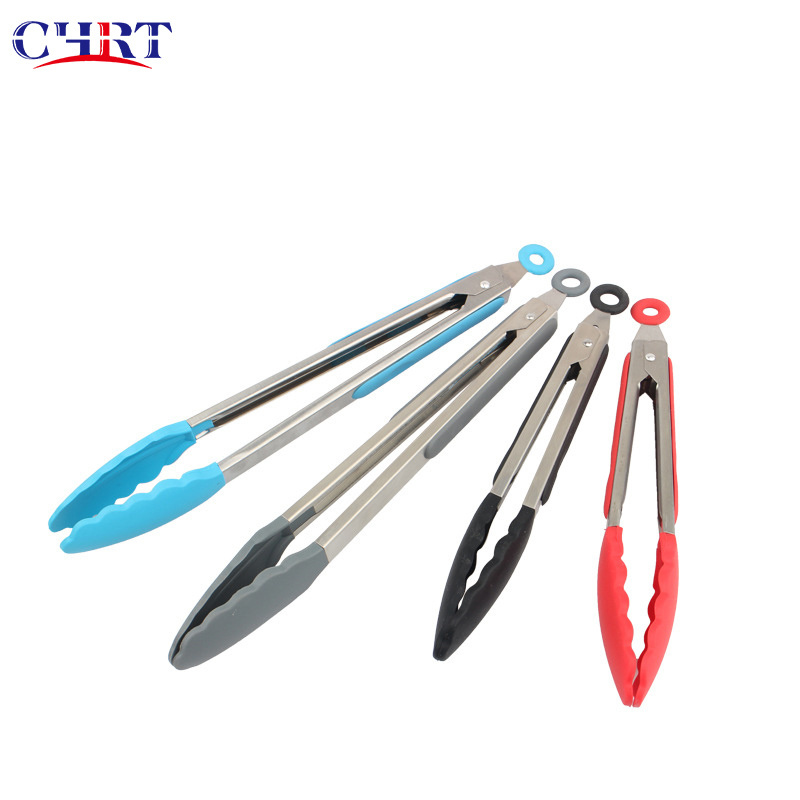 CHRT Hot Sale Food Utensils Stainless Steel Tongs BBQ Tools Small Camp Silicone Tongs for Frying