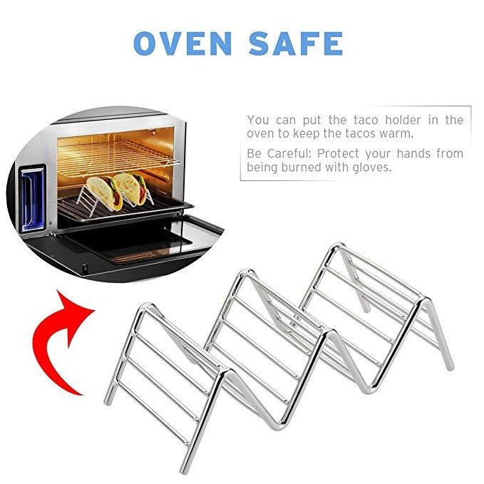 CHRT Taco Holder Stand Set Each Rack Holds 3 or 4 Street Tacos Oven Grill Dishwasher Safe Stainless Steel Taco Tray Kit