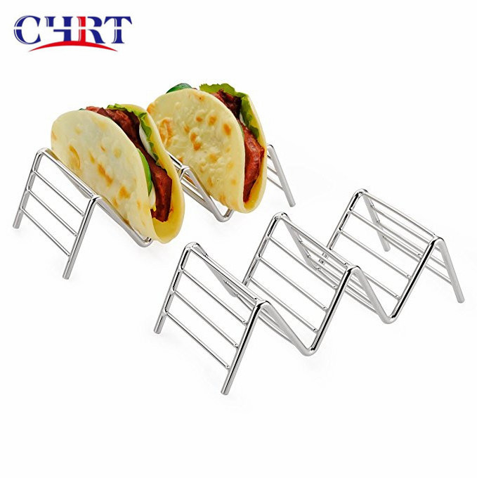 CHRT Taco Holder Stand Set Each Rack Holds 3 or 4 Street Tacos Oven Grill Dishwasher Safe Stainless Steel Taco Tray Kit