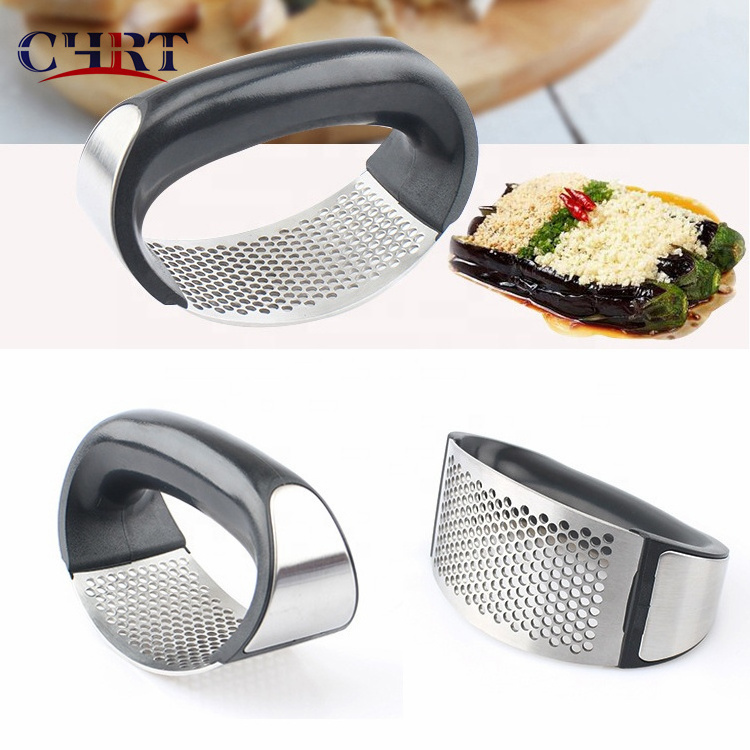 CHRT New Innovative Garlic Chopper Professional Heavy Soft-Handled stainless steel  Crush Garlic Press Rocker