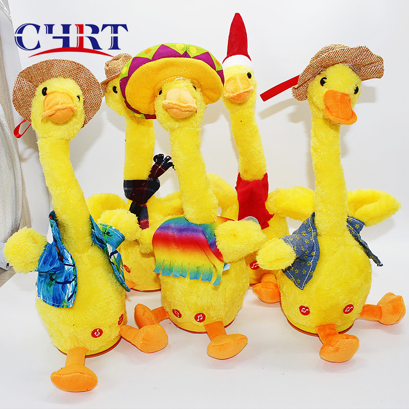 CHRT Dropshipping Hot Talking Singing Duck Mexico Smart Singing Repeating Dancing Duck with Mexico Duck Electronic Plush Toys