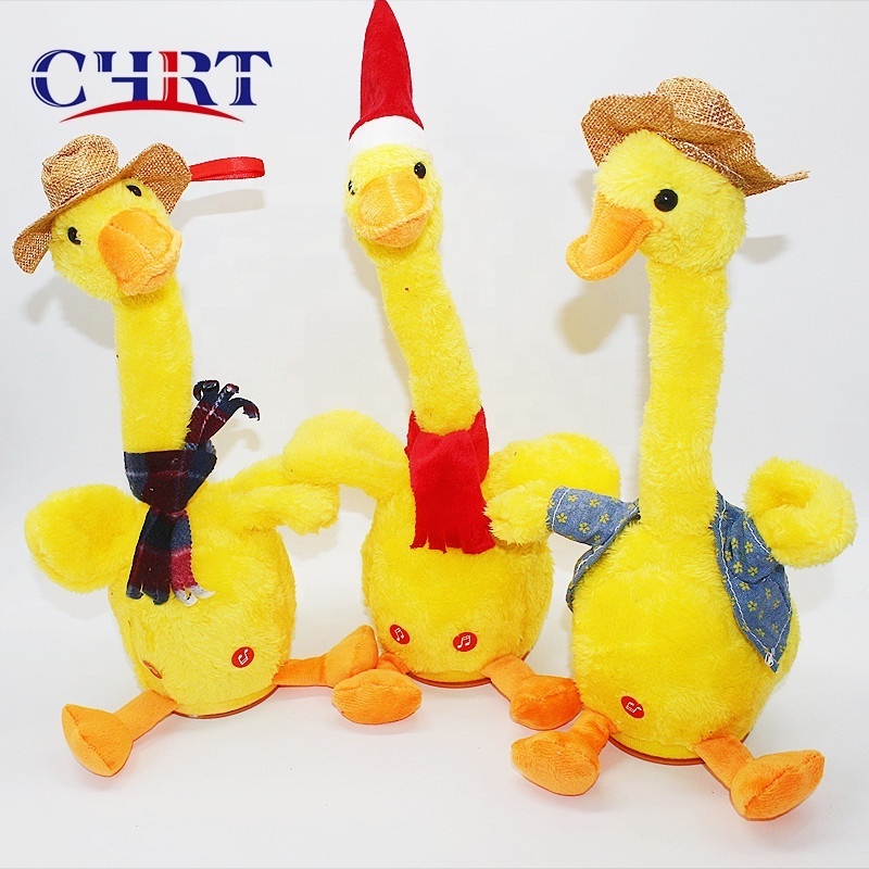 CHRT Dropshipping Hot Talking Singing Duck Mexico Smart Singing Repeating Dancing Duck with Mexico Duck Electronic Plush Toys