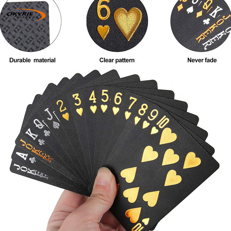 CHRT Easy Shuffling Plastic PVC Waterproof Playing Cards Cool Black Poker Cards for Game and Party