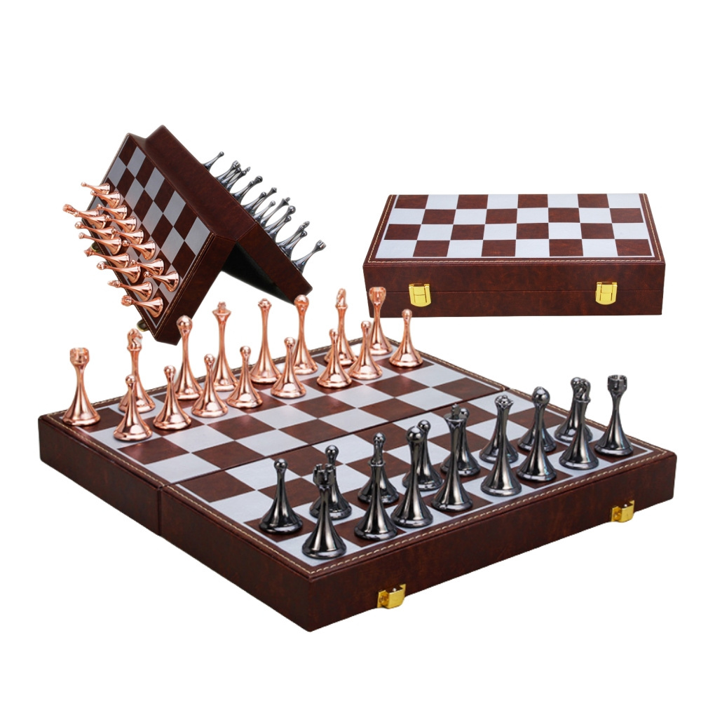 CHRT Family Gift Toy Adult Game Magnetic Metal Children Pieces High Quality International Foldable Chessboard Chess Set