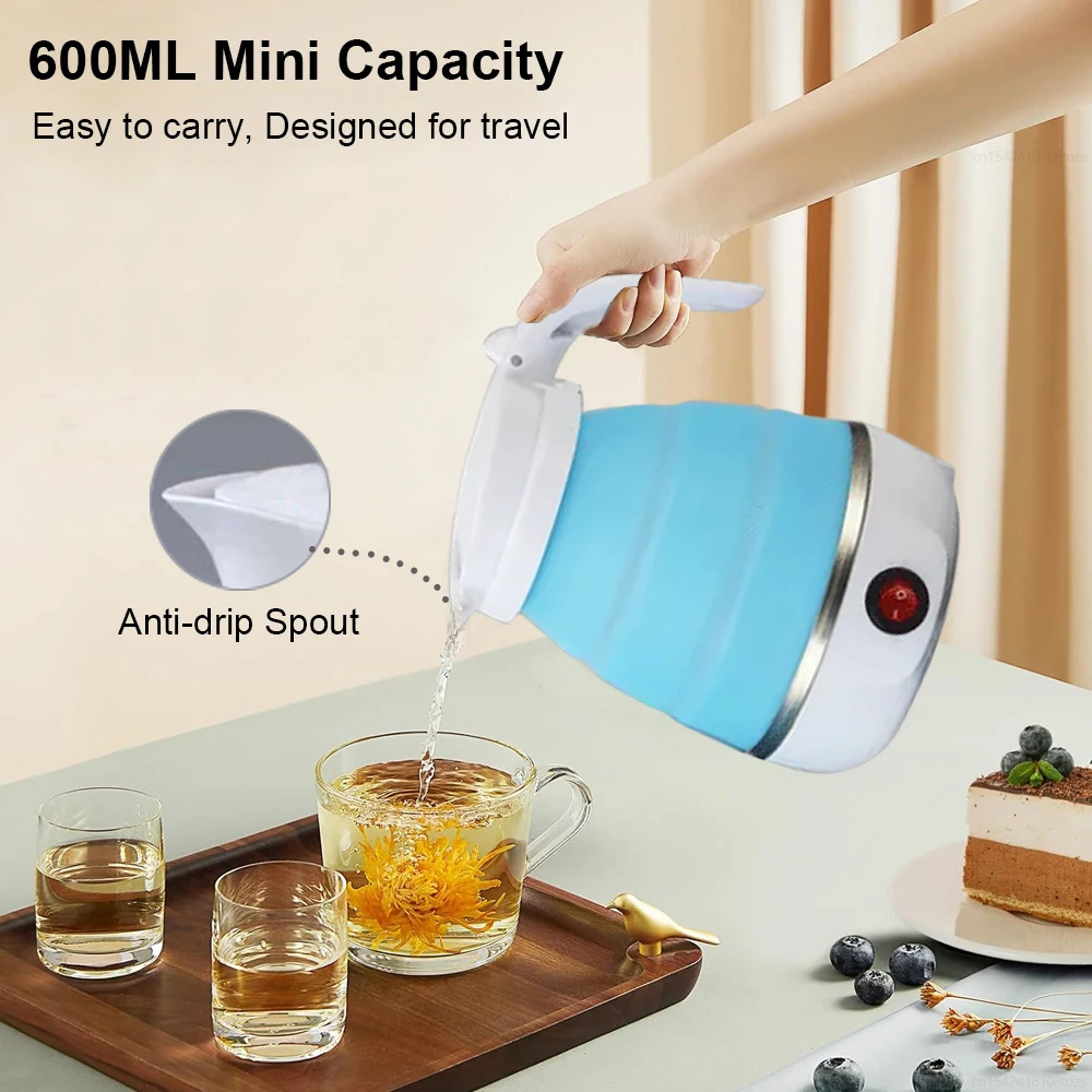 CHRT Mini Stainless Steel Food Silicone Kettle Travel Home Automatic Power Off Easy To Carry Folding Electric Kettle