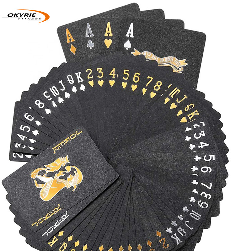 CHRT Easy Shuffling Plastic PVC Waterproof Playing Cards Cool Black Poker Cards for Game and Party