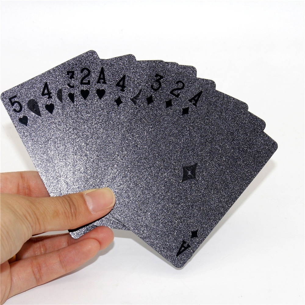 CHRT Custom Wholesale Magic Waterproof Print Plastic Card Game Black Yellow Gold Foil Table Poker Playing Card