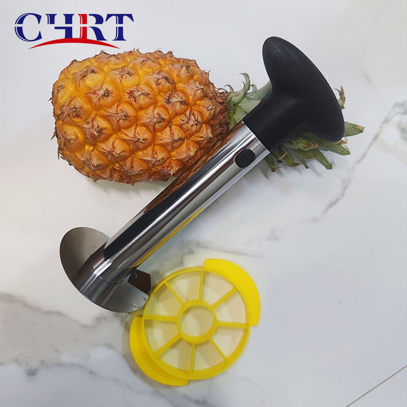 Chrt All in one Kitchen Gadget Stainless Steel Slicers Fruit Pineapple Knife Cutter Stem Remover Pineapple Corer Slicer Peeler