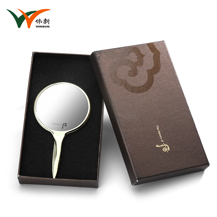 Wholesale Compact PU Leather Customized Logo Hand Personalized Handheld Makeup Mirrors