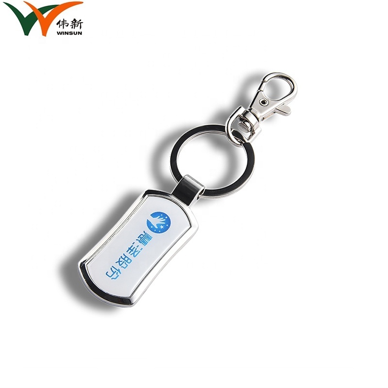 Metal QR Code Key Chain Blank Printed Sticker Souvenir Metal Keychain With Custom Logo