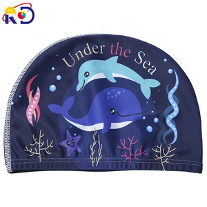 Kids' cute cartoon comfortable printed fabric swimming cap