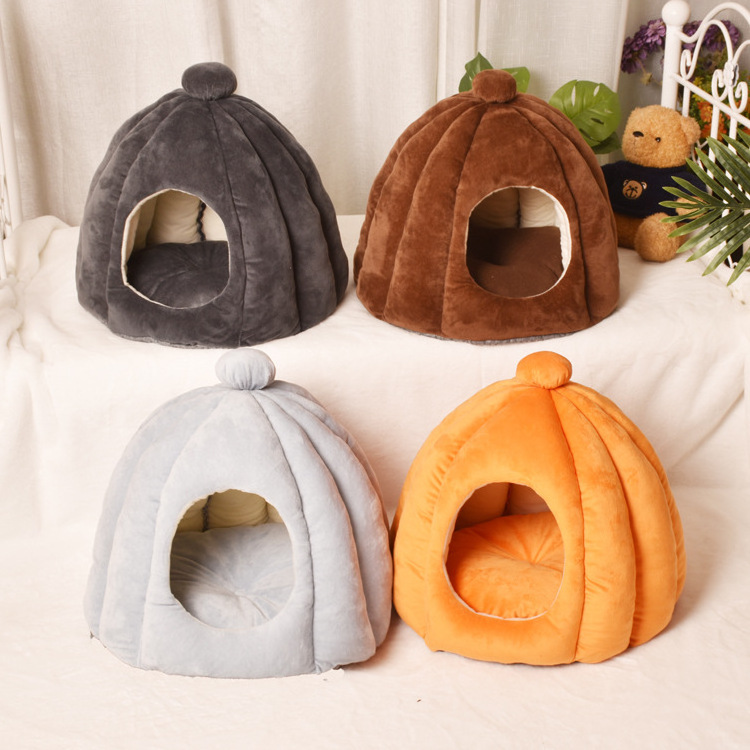 Four seasons machine washable cat cave linen cat cave warm cat house comfortable small dog general pet beds cozy cave dog bed