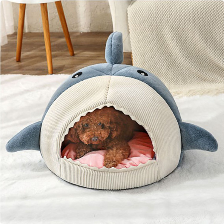 Shark shaped Cat Beds Pet Beds Warming Cat House Cat Cave  Removable Cover Machine Washable Customized for Wholesale